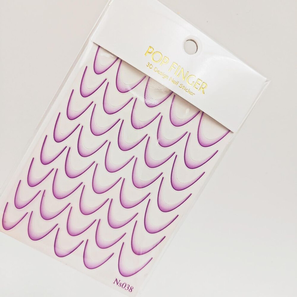 (purple, 1PCS) Gradient Color French Manicure Nail Art Designs Stickers Self-adhesive Nail Tips Guides For Diy Decoration Stencil Tools