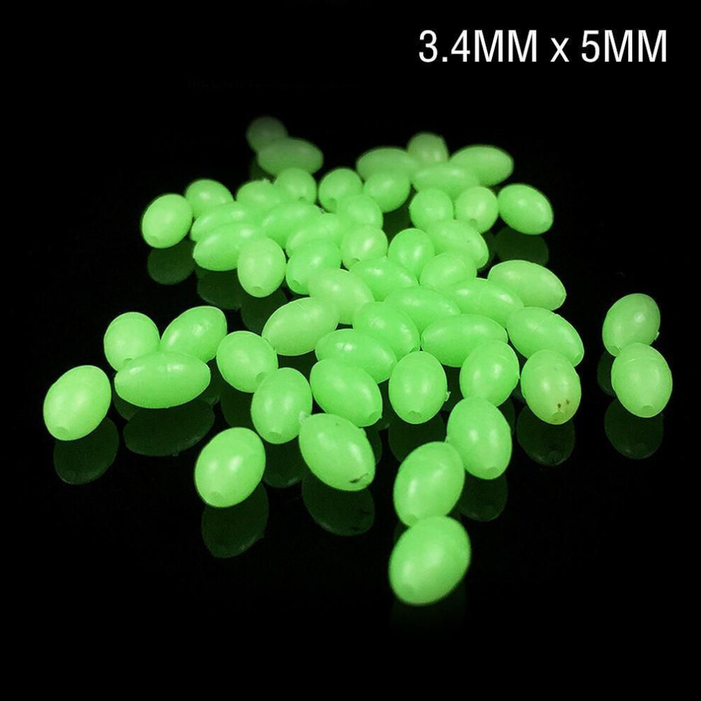 (3.4 x 5mm) 100pcs 3.4 X 5mm Oval Luminous Fishing Beads Sea Fishing Lure Floating Float Tackles