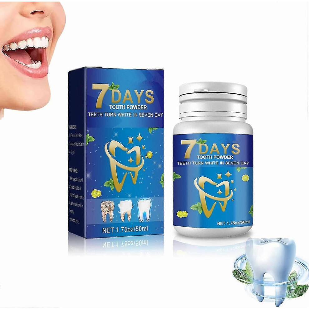 (1Pcs) 7 Days Teeth Whitening Powder, Baking Soda Tooth Powder, Refreshing Mint Flavour, Effective Teeth Whitening, Stain Removal