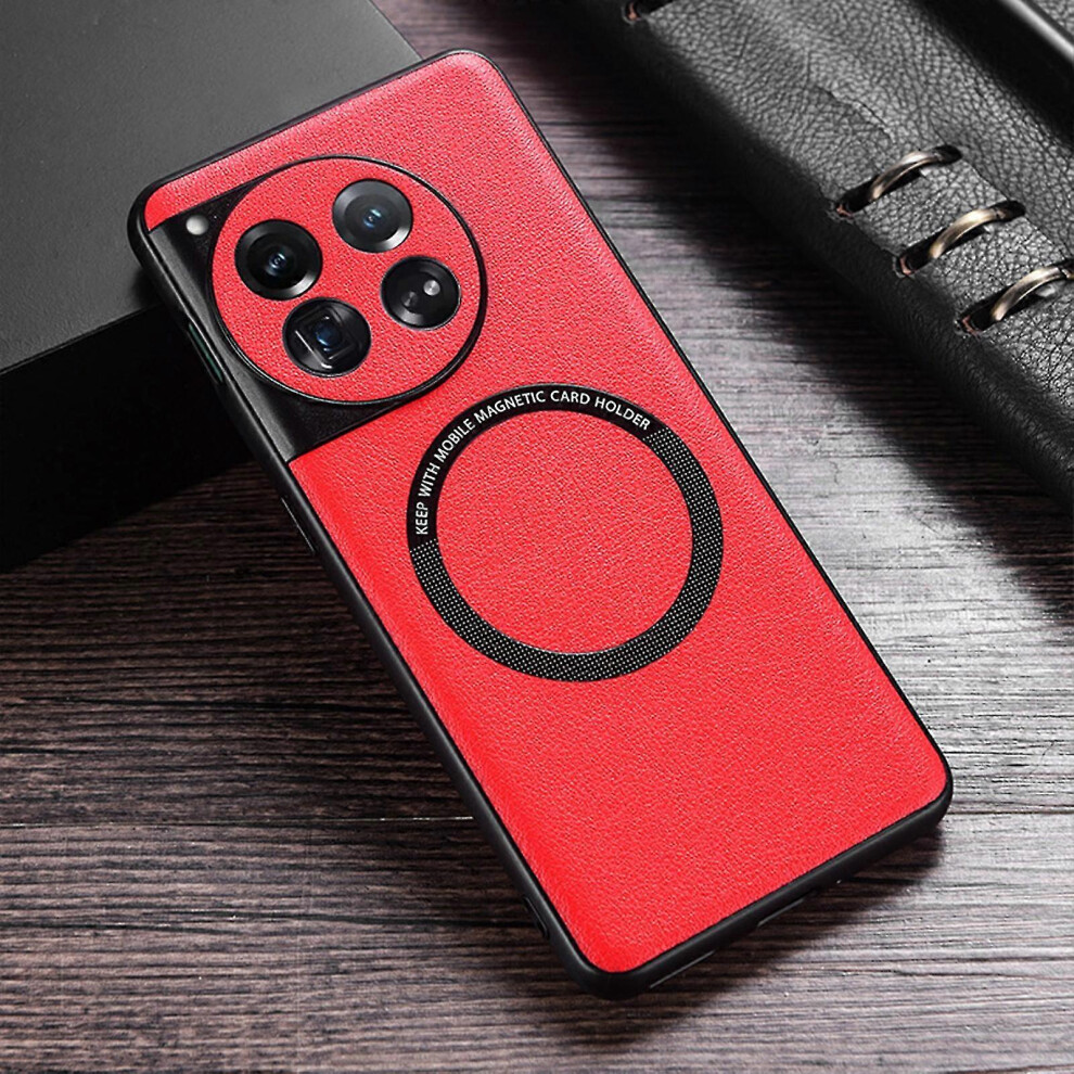 (Red) Magsafe Case For Oneplus 12, Pu Leather All-Inclusive Shockproof Cover With Camera Lens Protection Red 5778930884483