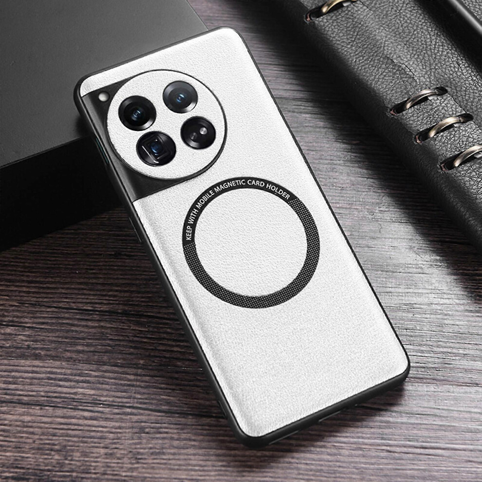 (Silver) Magsafe Case For Oneplus 12, Pu Leather All-Inclusive Shockproof Cover With Camera Lens Protection Silver 5778930884490