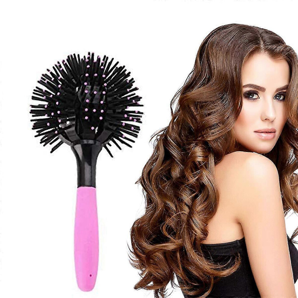 3D Bomb Curl Hair Brush 360 Round Styling Hair Brush Blow Drying Detangling Hairbrush Salon Round Hair Curling Curler for Wet and Dry Hair