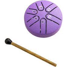 (Purple) Buddha Stones Mini Steel Tongue Drum, 3 Inch Sound Healing Drum Kit, Mini Handpan Drum, 6 Note Worry Free Drum, Handpan Drum