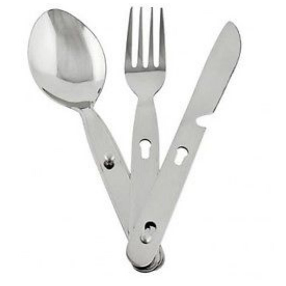 3 Piece Camping Cutlery Set Stainless Steel Fork Knife Spoon Festival