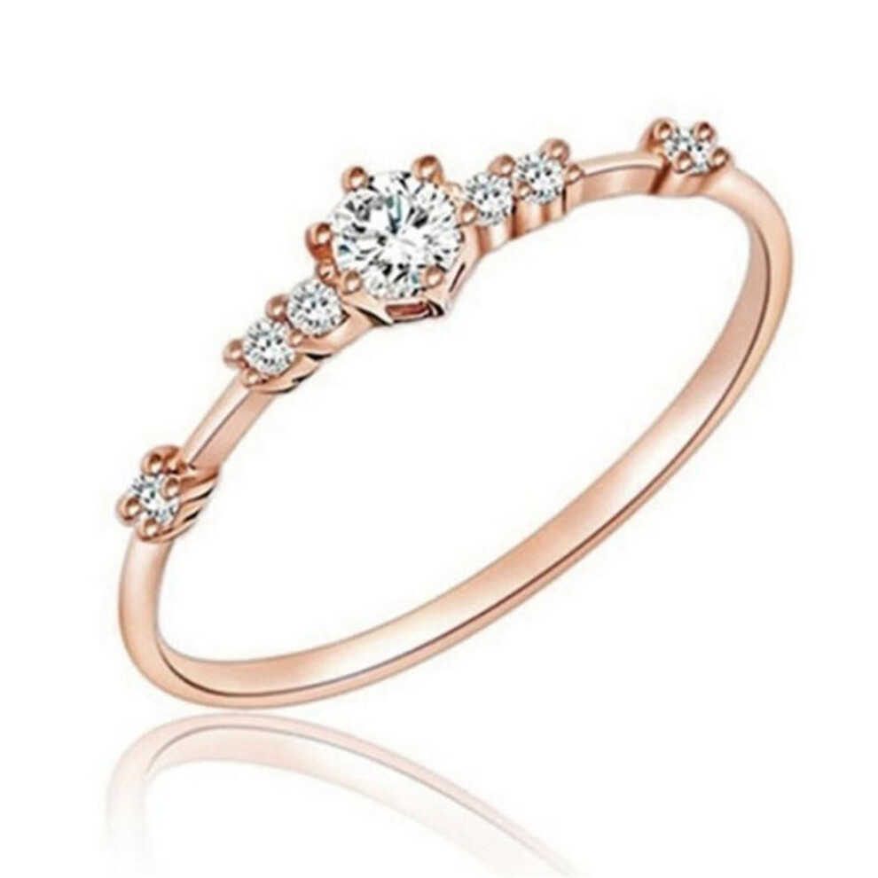 (rose gold, 11) 1pc Fashion Stylish Ring With 7 Small Zircon Inlaid Exquisite Engagement Ring, Best Gifts For Women