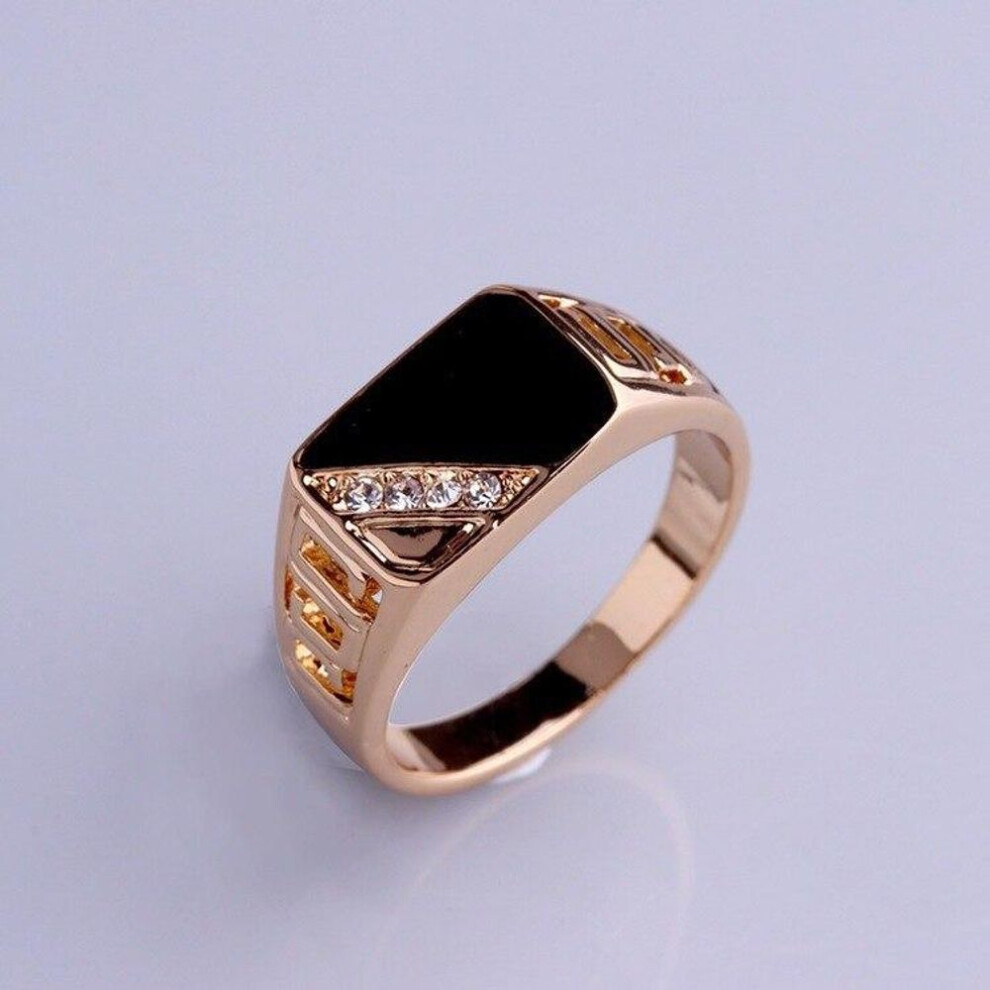 (rose gold, 5) Men&apos;s Fashion Ring Classic Square Black Zircon Fashion Jewelry Gift