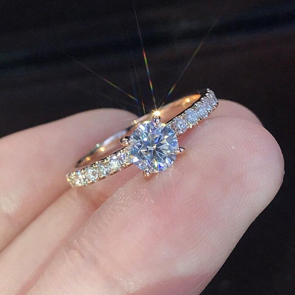 (rose gold, 5) Trendy Claws Design Crystal Zircon Engagement Rings For Women Female Wedding Jewelry Accessories Gift Fashion Women Rings