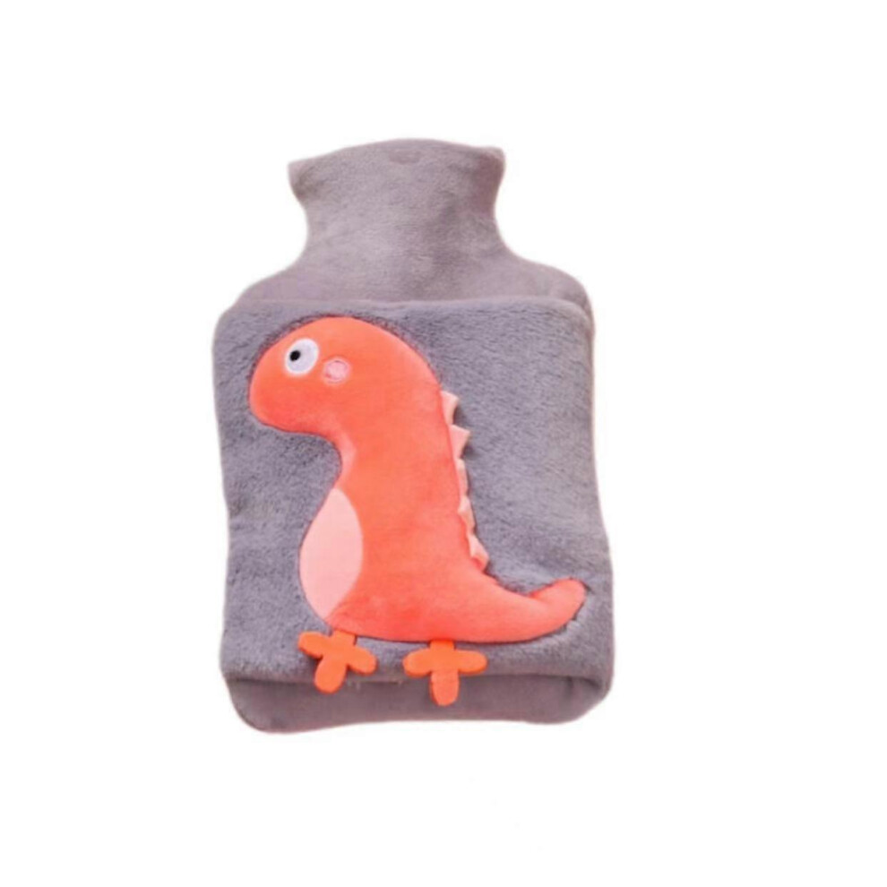 (Gray) Hot Water Bottle With Cover, 2l Large Capacity Plush Hot Water Bottle, Cute Dinosaur Leak-proof Plush Hot Water Bottle, Christmas Gifts