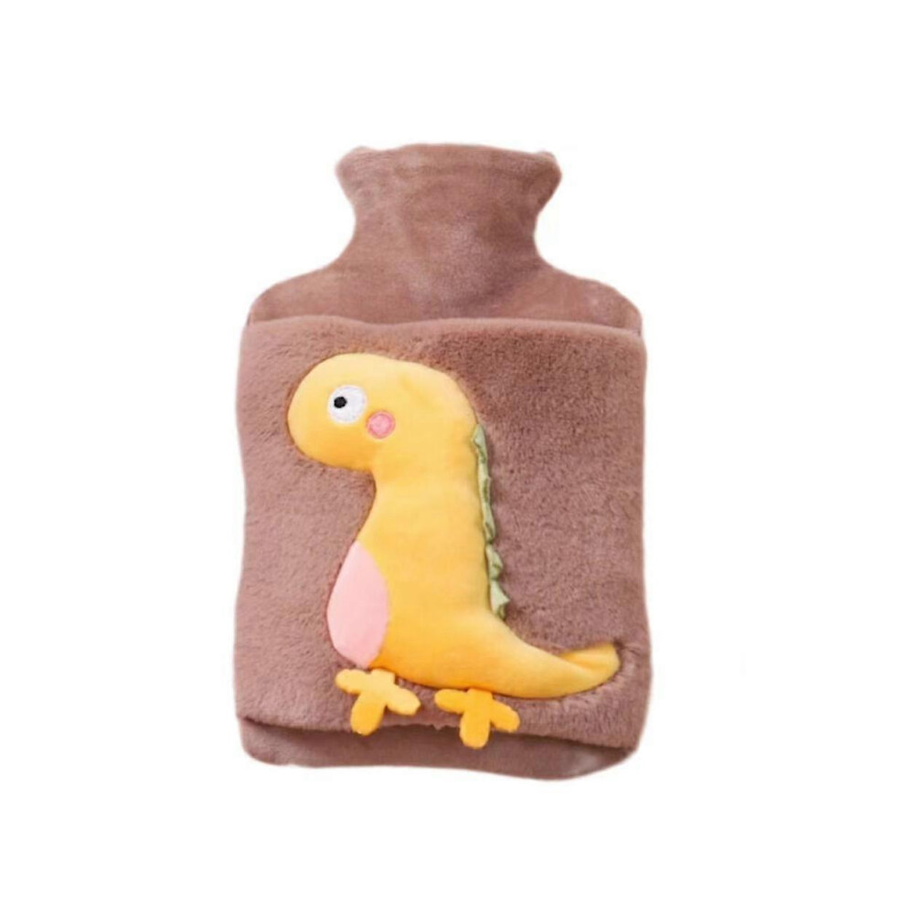 (Khaki) Hot Water Bottle With Cover, 2l Large Capacity Plush Hot Water Bottle, Cute Dinosaur Leak-proof Plush Hot Water Bottle, Christmas Gifts