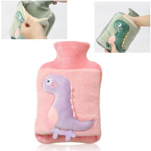 (Pink) Hot Water Bottle With Cover, 2l Large Capacity Plush Hot Water Bottle, Cute Dinosaur Leak-proof Plush Hot Water Bottle, Christmas Gifts