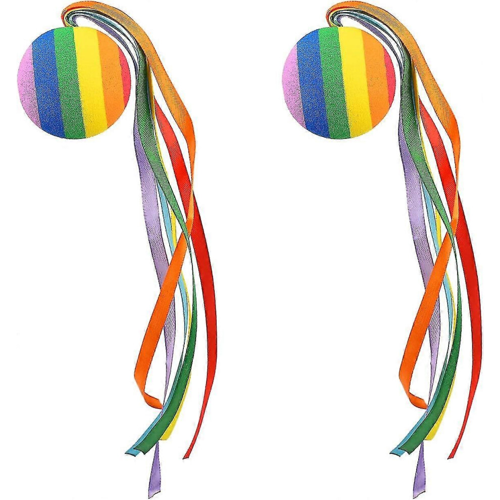 (2Pcs) 2/4 Pcs Colorful Long Ribbon Rainbow Ball Car Aerial Toppers Car Antenna Topper Streamer Ball Foam Aerial Ball Decorative 5778930885879