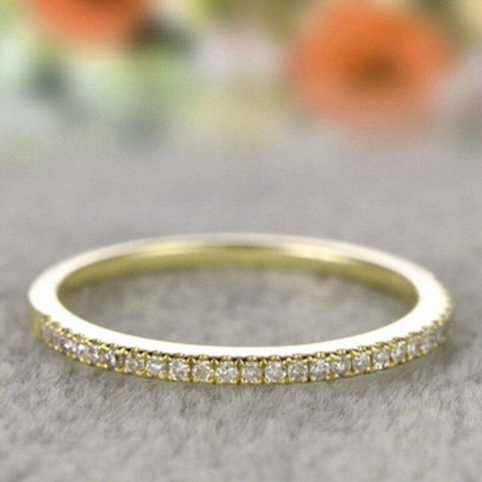 (gold, 7) Single Row Zircon Couple Ring Rose Gold Plated Simple Niche High-end Ring Jewelry Gift