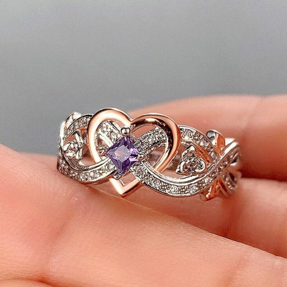 (as the picture, 6) Creative Women&apos;s Heart Rings With Romantic Rose Flower Design Wedding Engagement Love Rings Hot Sale Aesthetic Jewelry