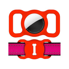 (Red) 2pcs Airtag Dog Collar Holder, Elastic Silicone Air Tag Holder For Dogs And Cats, Light And Durable Apple Airtag Holder With Slide-on Loop