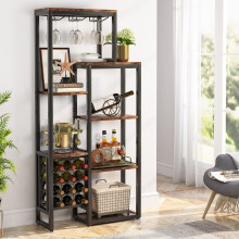 Tribesigns Wine Rack 5-Tier Wine Baker Rack with Glass Holder and Wine Storage