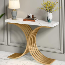 Table console Tribesigns 100 x 30 x 80 cm Table d'entrée étroite, table d'appoint avec cadre en métal doré