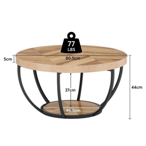 Tribesigns Tribesigns Coffee Table Round Coffee Table Side Table, Industrial 2-Tier Circle Coffee Table 2