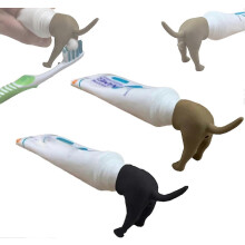 (Brown black) 2pcs Pooping Dog Butt Toothpaste Topper, Pooping Toothpaste Cap Toothpaste Vomit Topper Dispenser Cap Funny Gadgets Gift