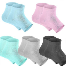 5 Pairs Moisturizing Gel Heel Socks Open Toe Socks for Dry Hard Cracked Heels, 5 Colors Cracked Heel Repair Socks