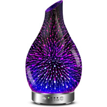 (3d Firework) Essential Oil Diffuser 3D Glass Aromatherapy Ultrasonic Humidifier, 7 Colors LED Lights Changing, 120ml (3d firework)