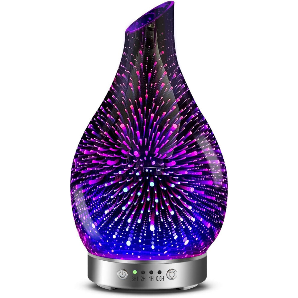 (3d Firework) Essential Oil Diffuser 3D Glass Aromatherapy Ultrasonic Humidifier, 7 Colors LED Lights Changing, 120ml (3d firework)-image-OPC-PG5D9X6-NEW