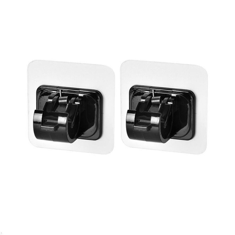(black, 2PCS) 2pcs Nail-free Adjustable Curtain Rod Holder Clamp Bathroom Hooks Rod Bracket Holders Adhesive Wall Curtain Fixed Clip Hanging Rack Hook
