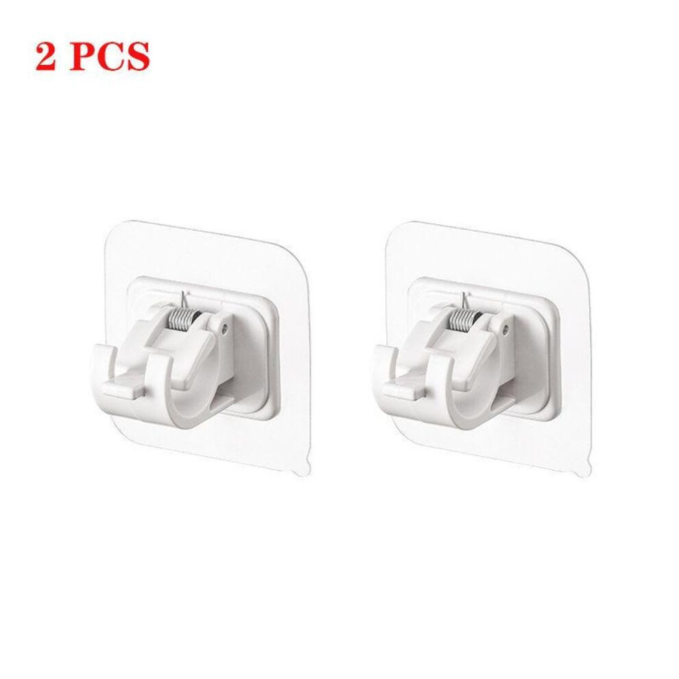 (white, 2PCS) 2pcs Nail-free Adjustable Curtain Rod Holder Clamp Bathroom Hooks Rod Bracket Holders Adhesive Wall Curtain Fixed Clip Hanging Rack Hook