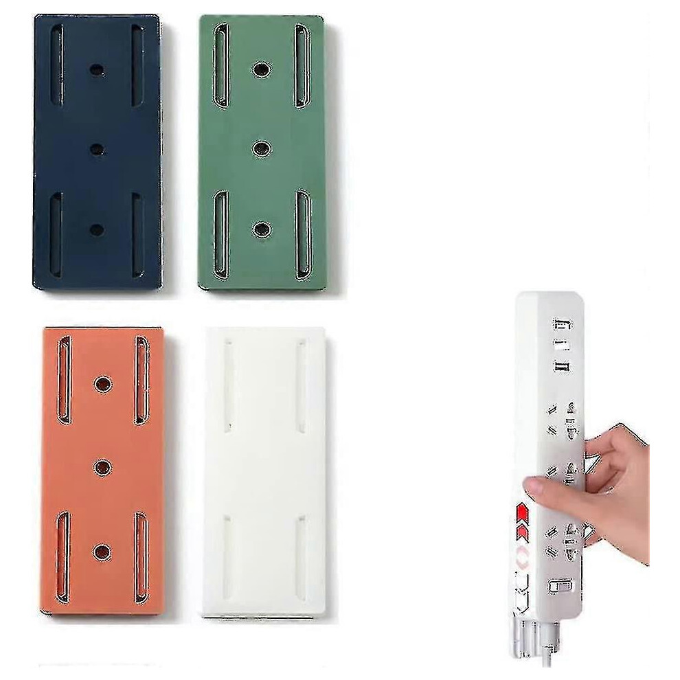 4Pcs Adhesive Punch-Free Socket Holder,Self Adhesive Power Strip Holder Fixator Wall Mount Plug-In Socket Fixer-White Zekai 5778930891658