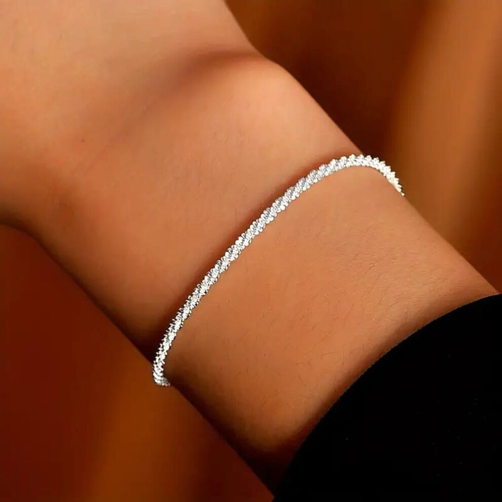 (silver) 1pc Shiny And Dazzling Bracelet, Minimalist Style, Suitable For Daily Decoration, Fashionable Jewelry, Unisex Bracelet For Both Men And Women