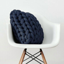 (Navy Blue) Thick Knit Thick Cushion Sofa Pillow Diy Big Arm Knit Square Cushion Zekai