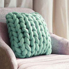 (Mint Green) Thick Knit Thick Cushion Sofa Pillow Diy Big Arm Knit Square Cushion Zekai