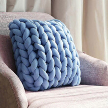 (Denim Blue) Thick Knit Thick Cushion Sofa Pillow Diy Big Arm Knit Square Cushion Zekai