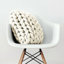 (Milky White) Thick Knit Thick Cushion Sofa Pillow Diy Big Arm Knit Square Cushion Zekai