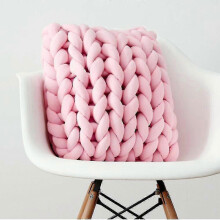 (Baby Pink) Thick Knit Thick Cushion Sofa Pillow Diy Big Arm Knit Square Cushion Zekai