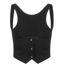 Women Gothic Vintage Dressy Waistcoat Solid Color Black Racerback Mini Vest Tuxedo Suit Steampunk 3 Button Slim for Jacket Zekai