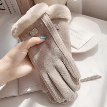 Women's Winter New Merino Sheepskin Leather Gloves Wood Buckle Elegant Gift Zekai