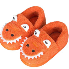 (15.2 cm, Orange) Kids Slippers Warm Fur Lined Indoor Dinosaur Design Unisex Zekai