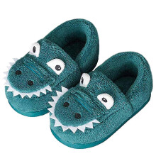 (13.2 cm, Blue) Kids Slippers Warm Fur Lined Indoor Dinosaur Design Unisex Zekai