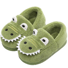 (16.2 cm, Green) Kids Slippers Warm Fur Lined Indoor Dinosaur Design Unisex Zekai