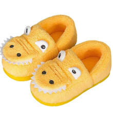 (18 cm, Yellow) Kids Slippers Warm Fur Lined Indoor Dinosaur Design Unisex Zekai