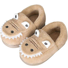(18 cm, Khaki) Kids Slippers Warm Fur Lined Indoor Dinosaur Design Unisex Zekai