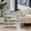 (White) Nesting Table Set of 2, Drop Shape Accent Oval Nest Table 8