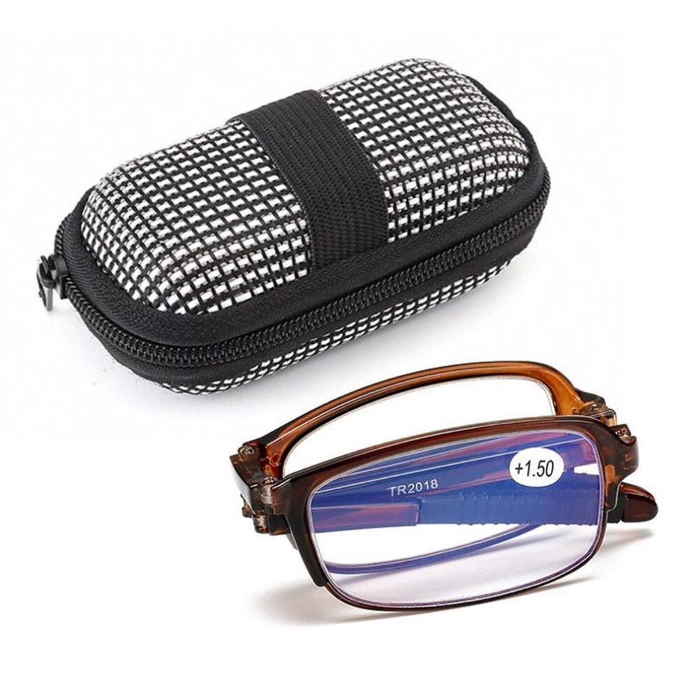 Blue,Brown (Brown, 3.5) Reading Glasses Men Women Folding Spectacles Spectacles Frame Tr Glasses Anti Blue Light Bifocal Far Near Magnification Eyewear Presbyopi