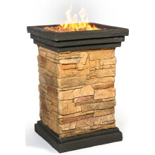MDA Designs Makara Hand-crafted Stone Fire Column Garden and Patio Gas Fire Pit