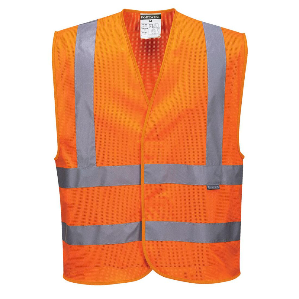 (L-XL, Orange) Portwest Mens Band & Brace Mesh Safety Hi-Vis Vest