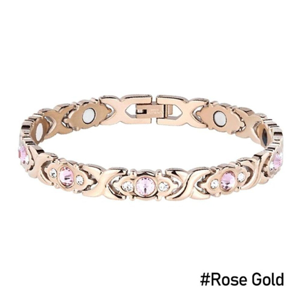 (rose gold) 5colors Detachable Magnet Bracelet Crystal Bangle Fashion Jewely Gift Men Alloy Delicate Energy Bracelet