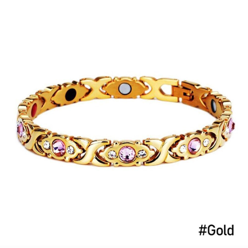 (gold) 5colors Detachable Magnet Bracelet Crystal Bangle Fashion Jewely Gift Men Alloy Delicate Energy Bracelet
