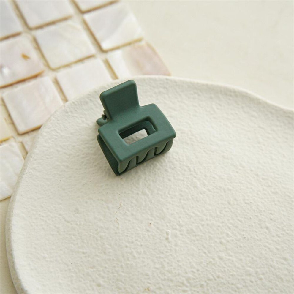 (dark green) Small Square Hair Claws Frosted Hair Clip Geometry Simple Hairpins Ponytail Clip Crabs Hair Accessories for Women