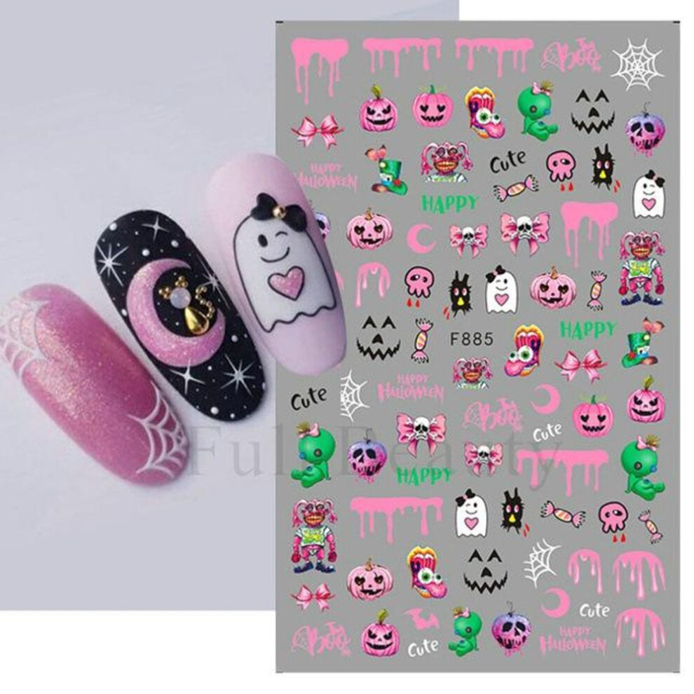 (F885) Christmas Nail Stickers Penguin Santa Claus Elk Tree Deer Bears Cartoon Sliders White Snowflakes Decals Nail Art Decorations