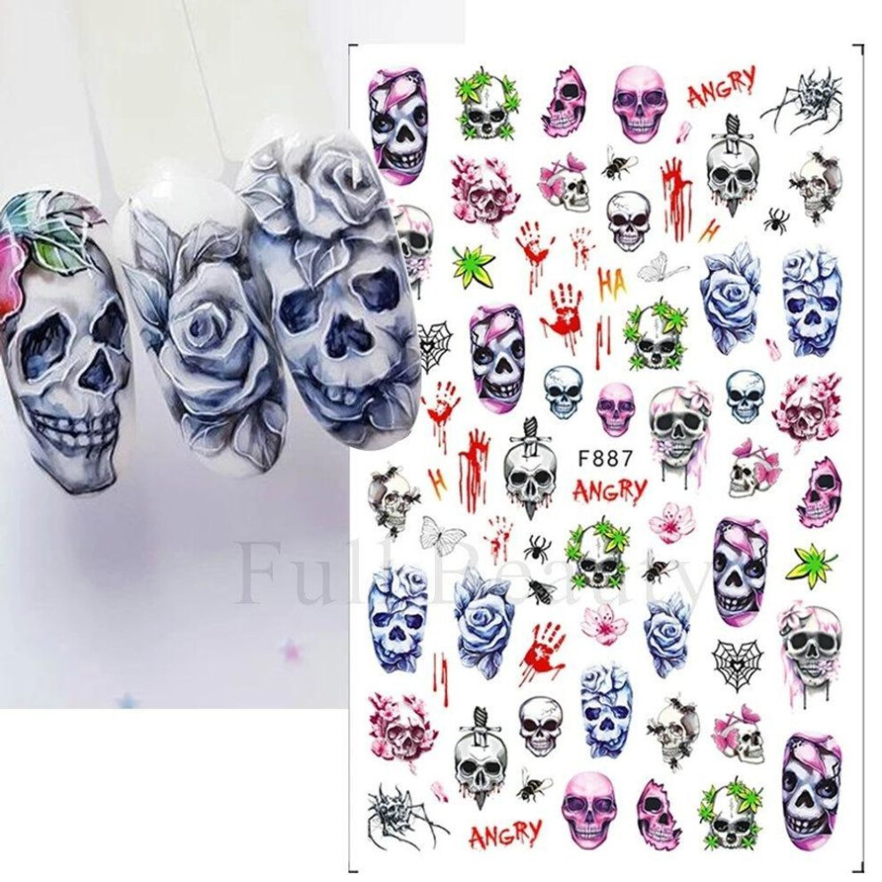 (F887) Christmas Nail Stickers Penguin Santa Claus Elk Tree Deer Bears Cartoon Sliders White Snowflakes Decals Nail Art Decorations